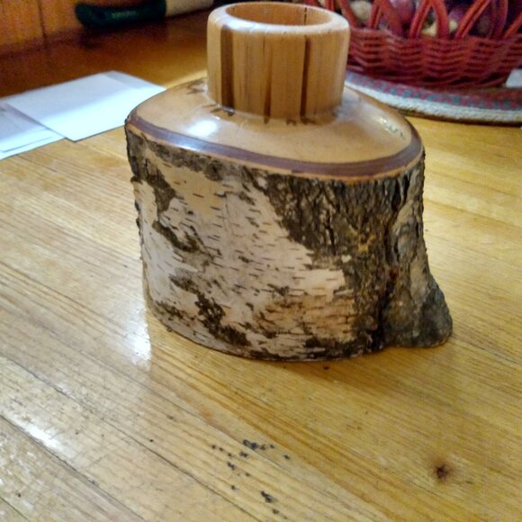 Hand Turned Birch Wood Candle Holder ...No Hurricane /Chimney - Picture 2 of 10